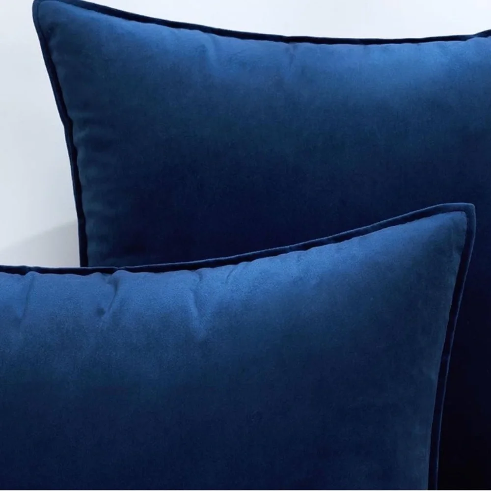 🆕 2 Saphire Navy Blue VELVET Euro Accent Pillow Covers Luxury High End Hotel NWT